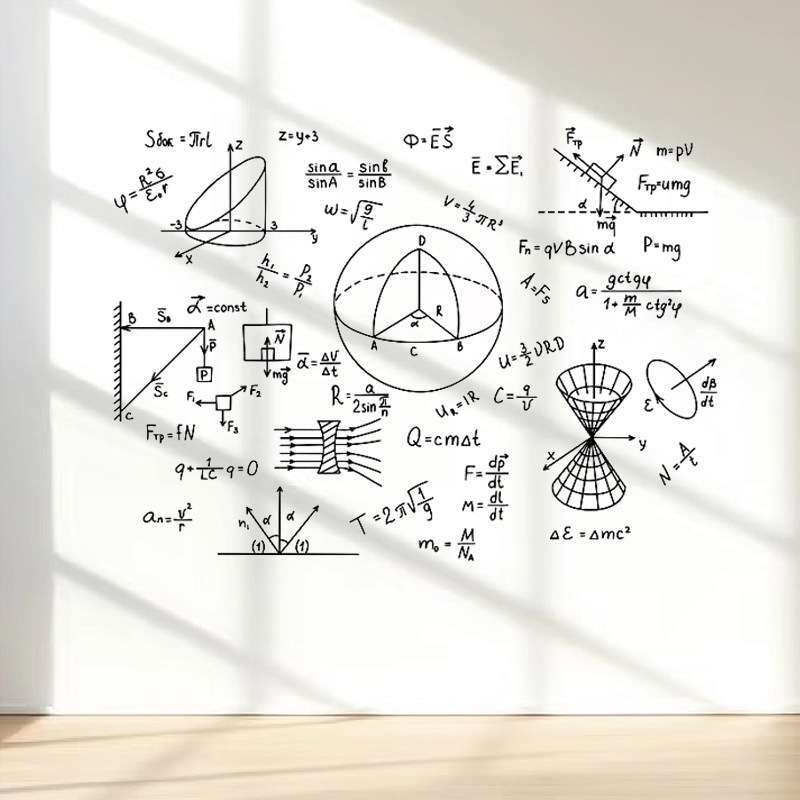 创意物理公式图形墙贴画教室学习自习室玻璃门镂空装饰背景墙贴纸,家居饰品,软装墙贴,淘宝优惠券,粉丝福利购,淘宝优惠卷