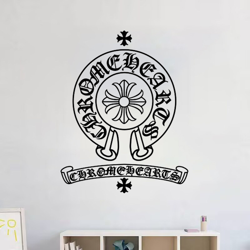 克罗心哥特式文字潮流墙贴画复古酒吧朋克纹身玻璃镂空装饰墙贴纸