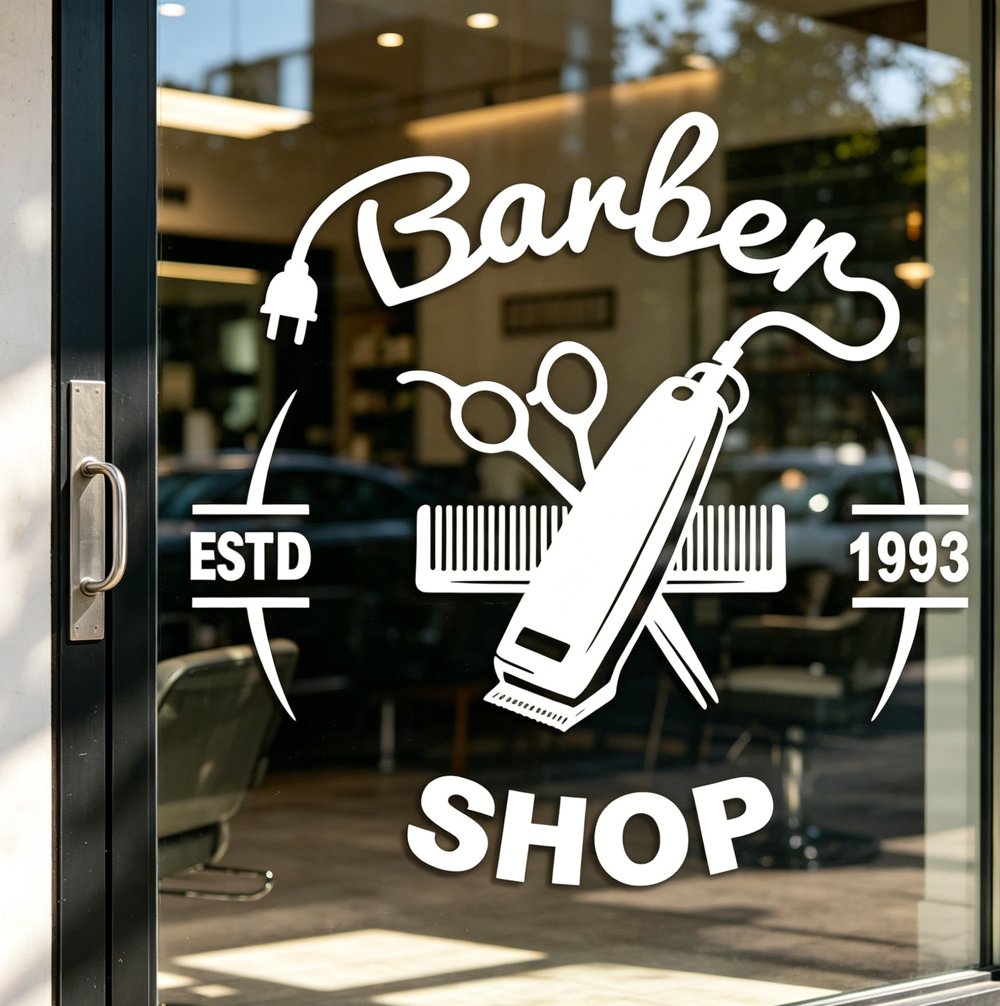Barbershop理发店橱窗玻璃贴纸