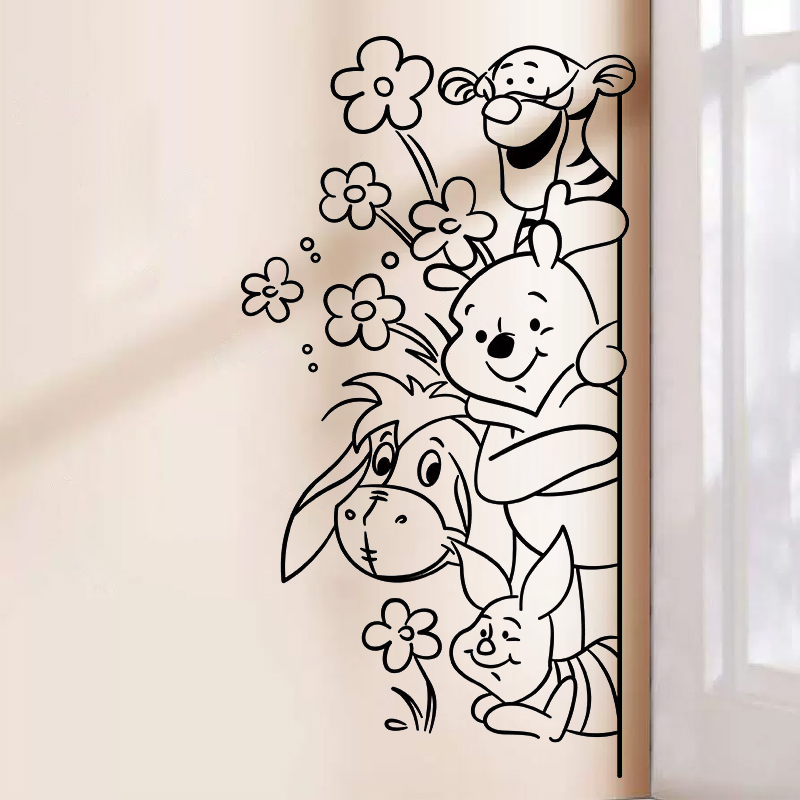 小熊维尼和朋友们ins风网红店铺卡通贴纸蛋糕奶装店玻璃门墙贴画