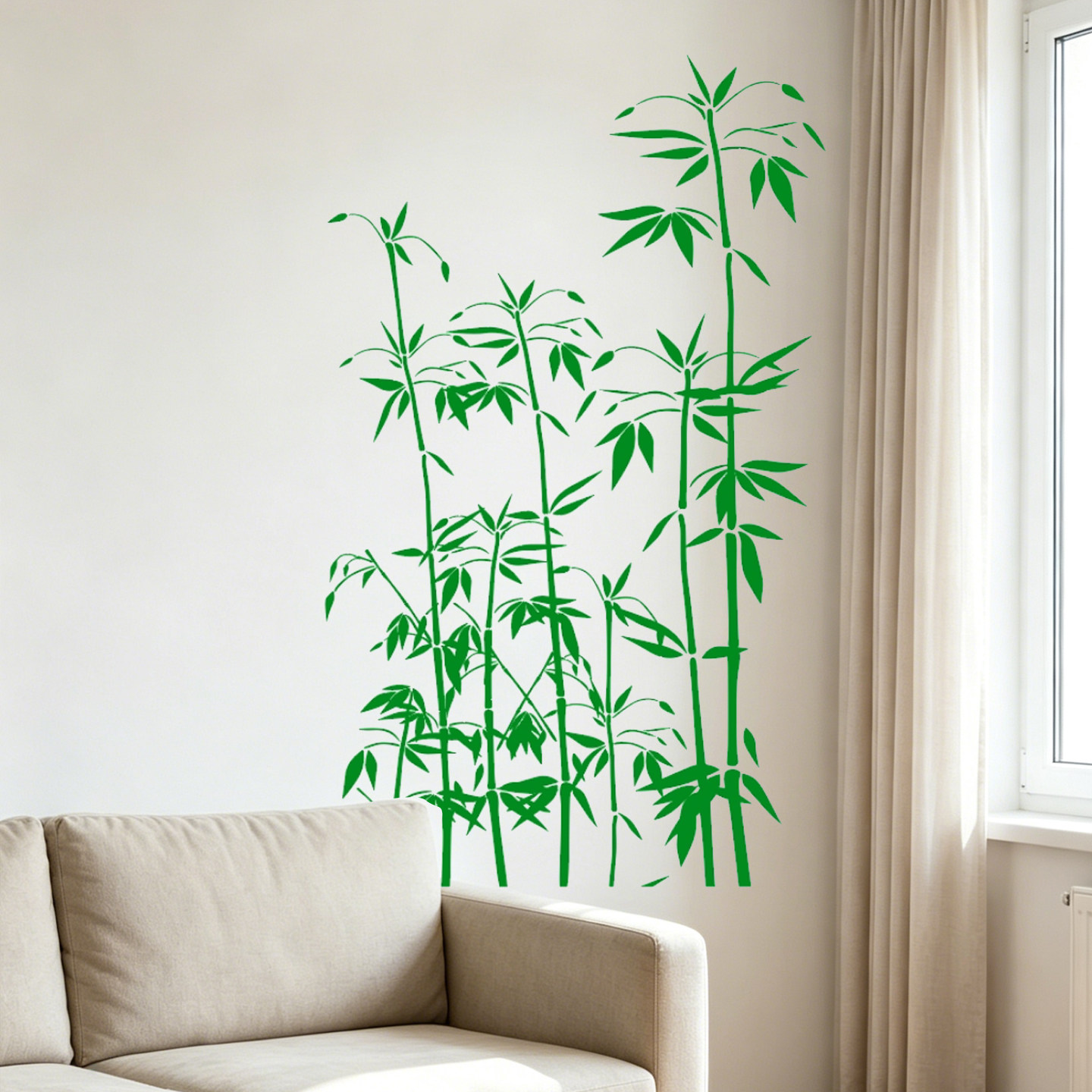 古风水墨绿竹自粘防水墙贴