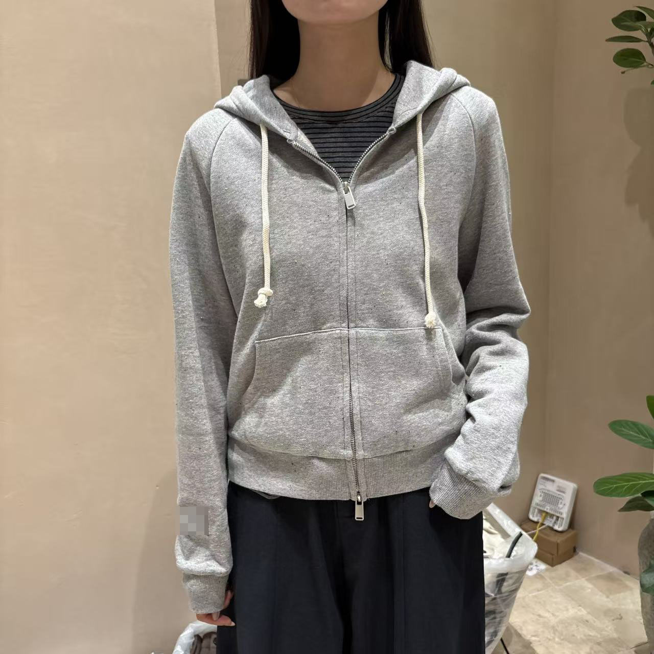 欧洲站2026秋季美式复古彩点卫衣开衫女连帽拉链休闲短外套潮