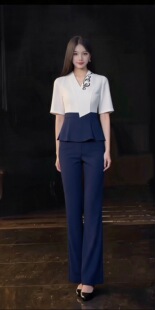 足浴技师工作服 养生馆会所浙足轩江苏唤醒足浴 新款两件套裤套装
