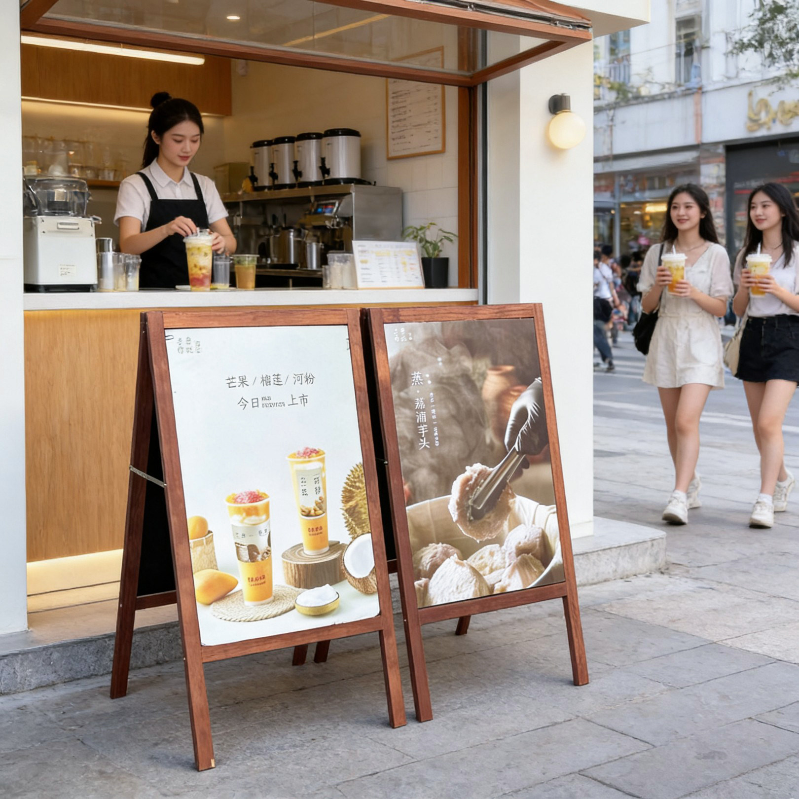 木质双面广告牌展示牌门口海报架图片画面展示架迎宾牌亚克力立牌