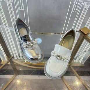 Cimior意大利设计师女鞋 26早春牛皮钻根珍珠扣乐福  CS26128