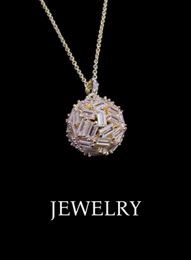 皇冠老店正品 金色半球形锆石项链 CIM250030