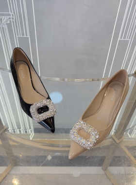 Cimior意大利设计师女鞋 26早春漆皮粗跟方扣单鞋 CS26081