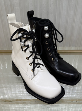 新品上架 正品法国乐芙女鞋/LE FAOU 珍珠马丁靴 L224010