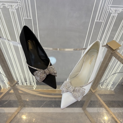 Cimior意大利设计师女鞋 26早春繁星牛皮水钻蝴蝶结单鞋 CS26040