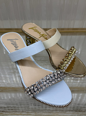 不退换皇冠老店正品 Linea Rosa/恋尚萝莎 3M60709水钻跟拖鞋