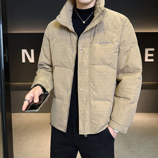 暗花设计立领羽绒服男冬季2025年新款轻便保暖廓形短款高品质外套