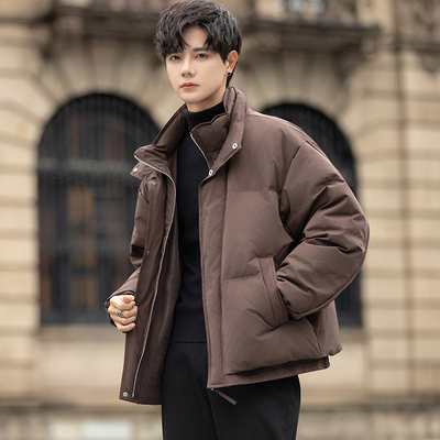 2025新款假两件羽绒服冬季男潮牌男装高级感短款超好看冬装厚外套