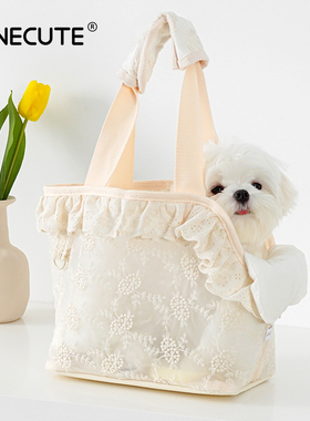 宠物出行包便携透气泰迪比熊小型犬蕾丝手提单肩包狗狗外出包夏季