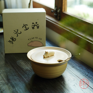 天野原创新品 可明火熬制猪油的砂锅 陶瓷猪油罐耐高温可做煮面碗
