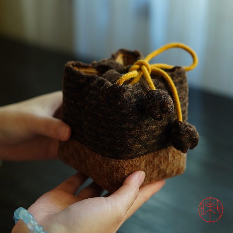 老茶客密密缝小方口茶杯袋