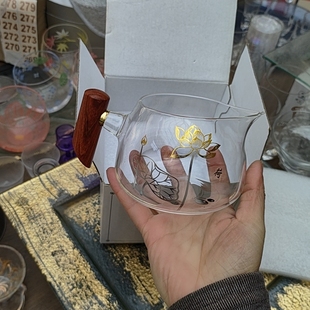 源头工厂尾货清仓满39元包邮高硼硅把手耐高温荷花公道杯