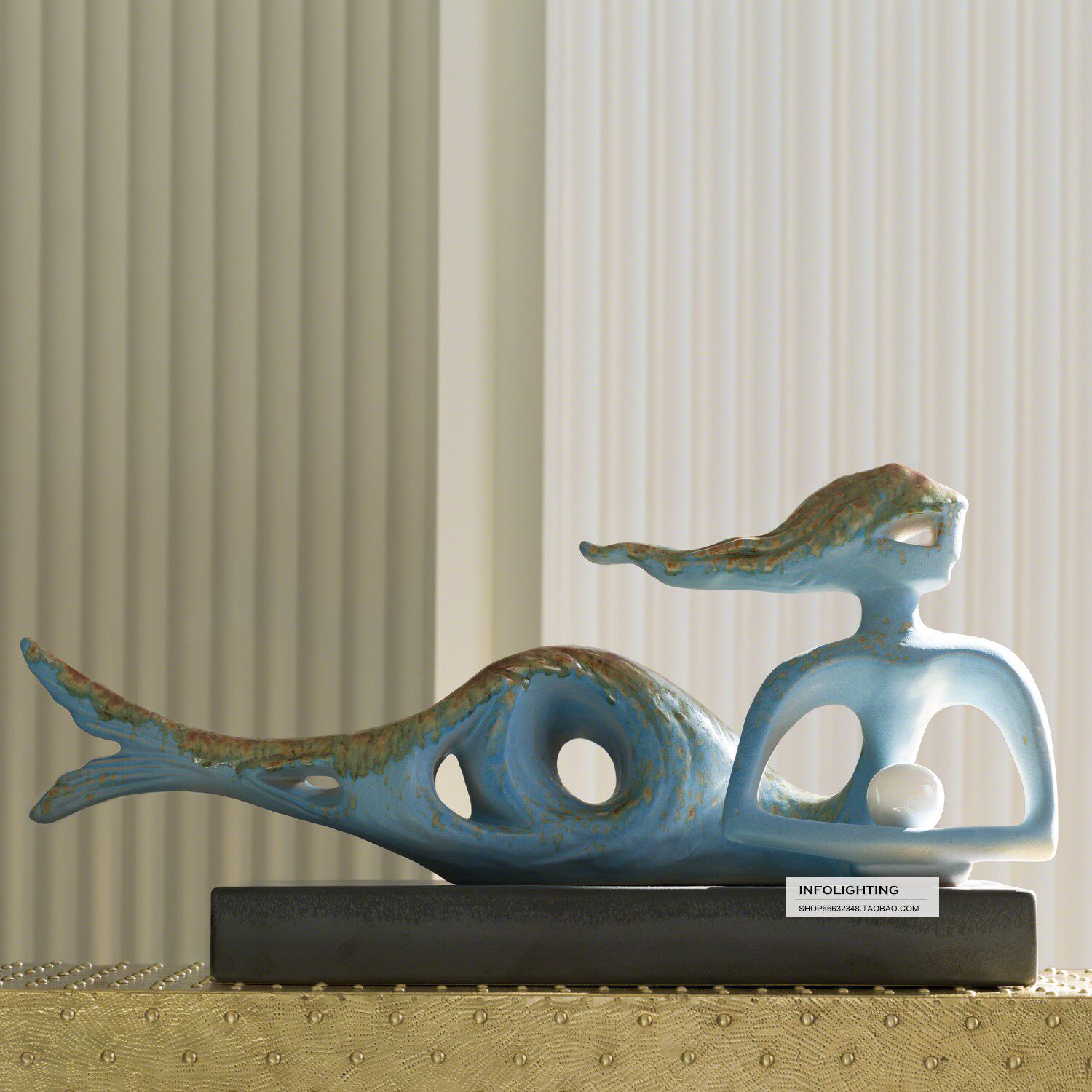 北卡美式家居 意大利進口藍色美人魚雕塑客廳大理石雕塑裝飾擺件在類目 家居飾品, 擺件中 - 來自Buy2taobao.com提供專業的淘寶代購服務