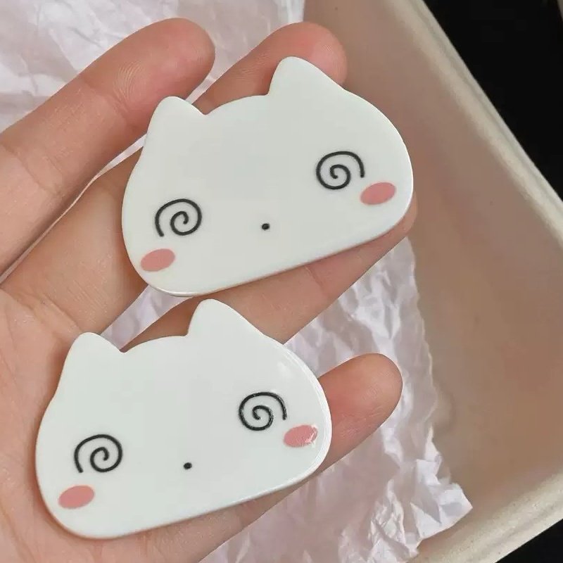 卡通软妹猫头椭圆晕晕猫饼发夹鸭嘴夹刘海夹可爱心发饰