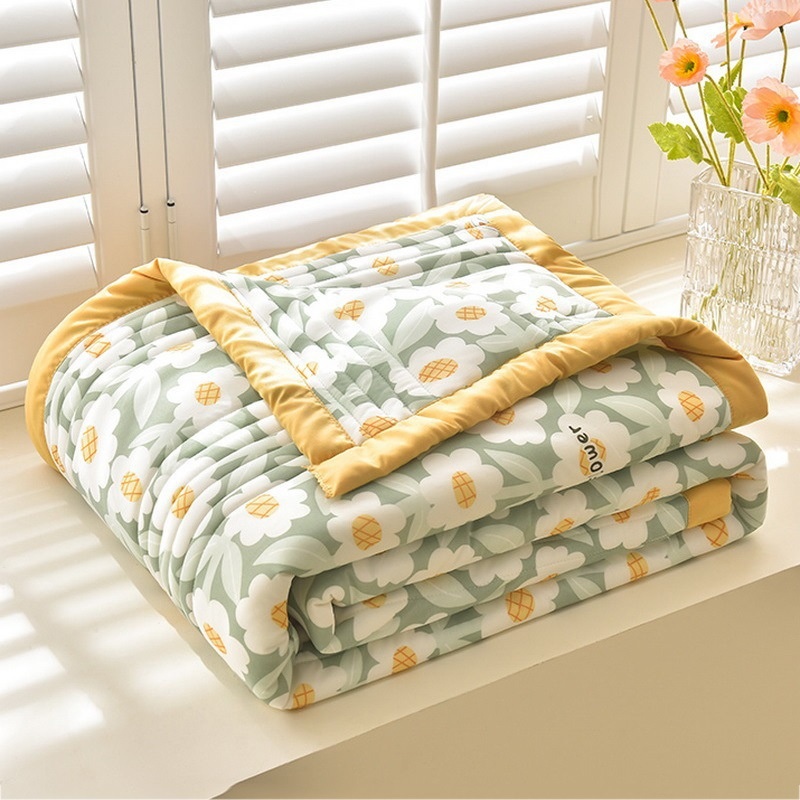 双层纱丝夏凉被夏季凉被可机洗儿童冰丝夏被冷感可水洗空调被透气