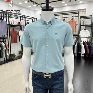 衬衫 小马标寸衫 男士 保罗衬衣男爸爸夏装 夏季 啄木鸟牛津纺纯棉短袖