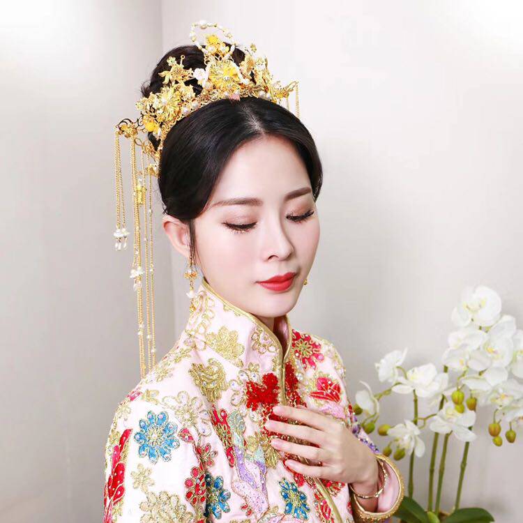 新款新娘中式结婚凤冠金鱼g19