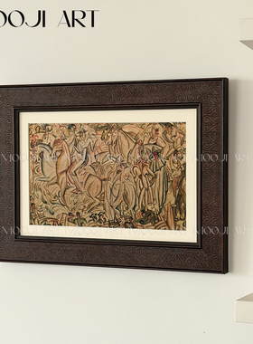 木吉 中古艺术客厅复古玄关卧室高级感进口实木装饰画