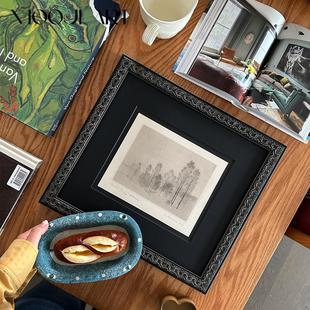 饰画卧室床头挂画客厅沙发壁画 复古小众艺术装 静林 木吉法式