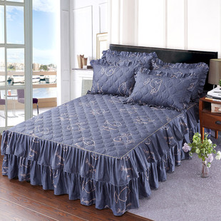 1.8 床裙四件套公主床罩保护套1.5 2.0m米 夹棉加厚床裙式 全棉韩式