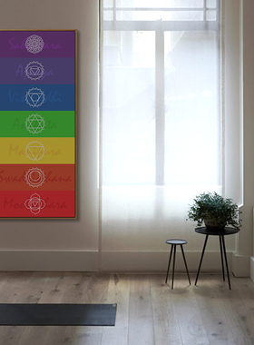 原创瑜伽馆yoga阿斯汤加哈他Sri Yantra普拉提健身图案装饰画