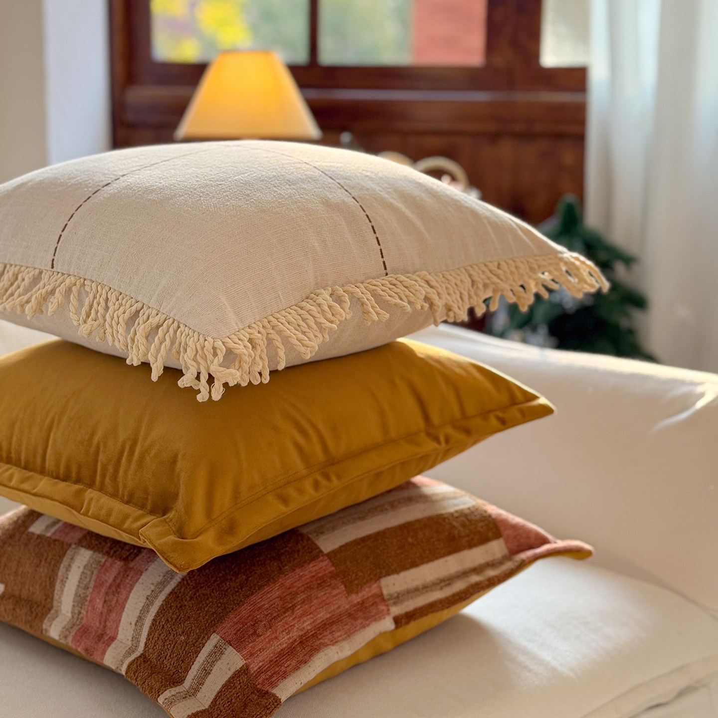 正方形抱枕复古样板房办公室靠背棉麻纯色客厅沙发靠垫套子不含芯