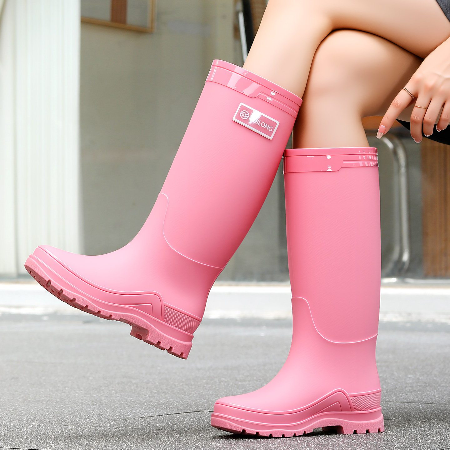 女士四季长筒防滑防水雨靴
