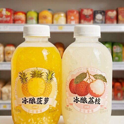 啵畅冰酿荔枝菠萝复合果粒果汁 500ml*15 瓶整箱 0 脂真果粒饮料