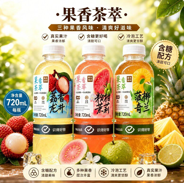 青年神沏果味茶饮料荔香龙井