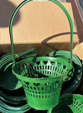 塑料花篮绿色手提花篮花店用鲜花水果礼品篮子镂空花篮鲜花材料