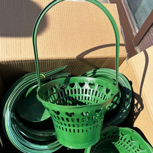 塑料花篮绿色手提花篮花店用鲜花水果礼品篮子镂空花篮鲜花材料