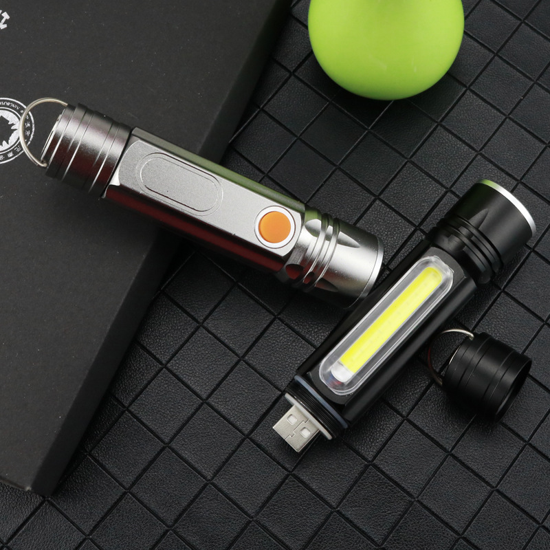 变焦铝合金手电筒工作灯led充电