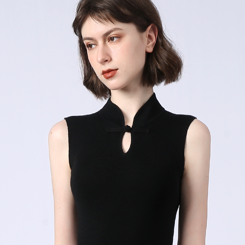 新中式修身显瘦针织衫背心女