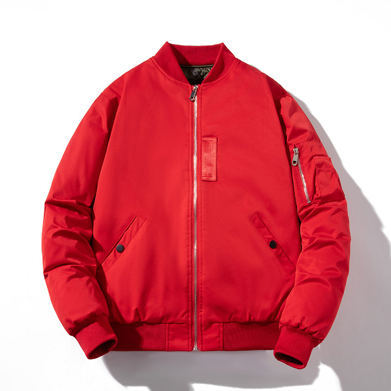 mYes牧野森棉衣男女情侣秋冬季棉服红色加绒加厚棉袄外套春秋夹克