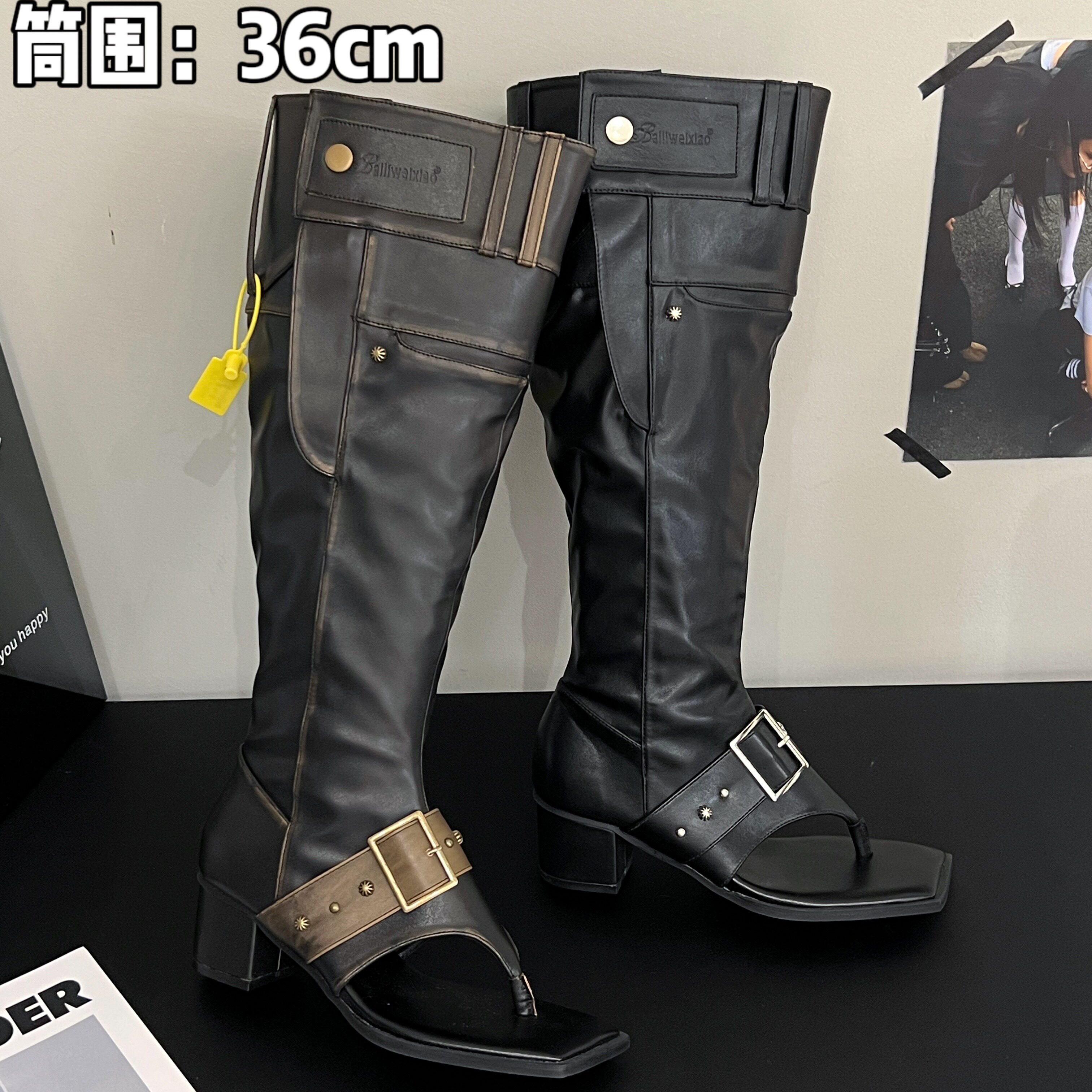 DY-2026夏季新款不规则重工擦色长筒靴女显瘦裤筒骑士长靴潮1602
