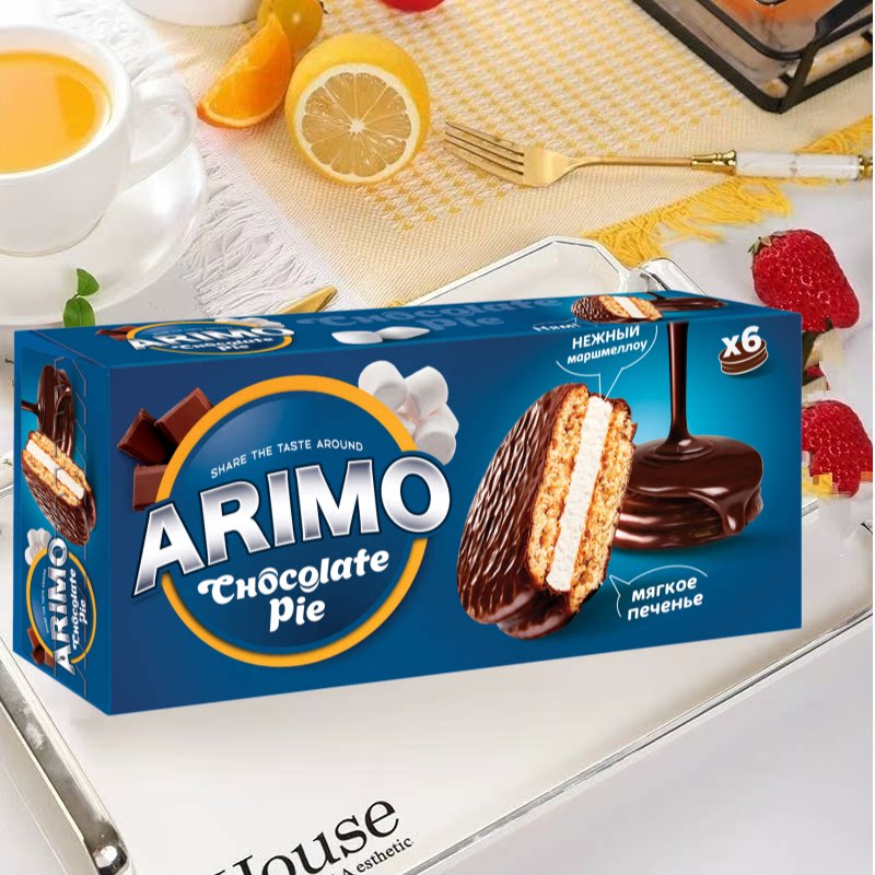 俄罗斯进口ARIMO巧克力派（糕点）零食儿童休闲早餐180g