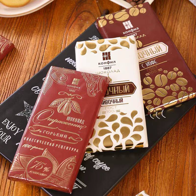 【5块】俄罗斯原装进口阿硕夫牛奶巧克力黑巧100g口岸直发