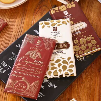 【5块】俄罗斯原装进口阿硕夫牛奶巧克力黑巧100g口岸直发