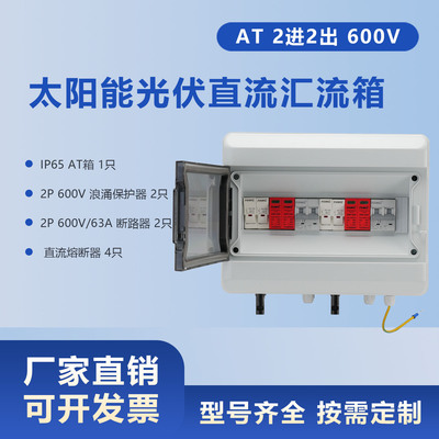 太阳能光伏直流汇流箱回路箱配电箱 AT 600V 2进2出 Combiner Box