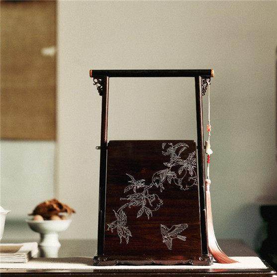 紫光檀多子多福提盒便携茶盒中式实木收纳盒茶具古茶点糕点盘