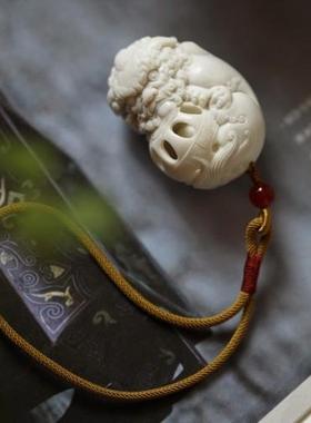 鹿角原创瑞狮手把件男士随身把玩物件汽车挂饰包包钥匙扣挂件送礼