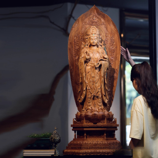 印度老山檀香佛像雕像室内玄关家居文玩摆件收藏品如意观音