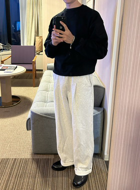 SLOOW 23AW 西式剪裁卫裤 宽松运动短宽卫衣cleanfit纯棉重磅男女