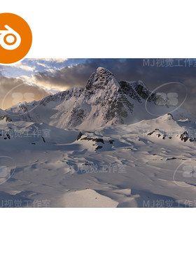 blender一片雪山雪地山峰地形地理高山场景自然冬天模型建模3180