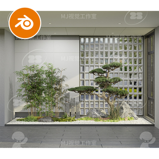 blender园景松树植物微观竹子造景假山迎客松场景模型建模3183