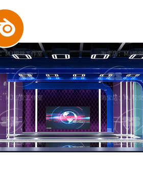 blender蓝紫色新闻舞台背景直播会议灯光场景模型建模渲染2871